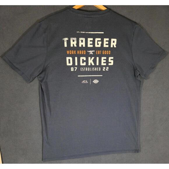 Dickies X Traegar Cooling Temp IQ Pocket Hot Grill Cool Grey Tee Mens Size L - Picture 1 of 5
